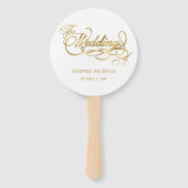 Elegant White and Faux Gold Calligraphy Wedding Handwaaier (Achterkant)
