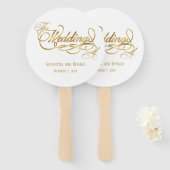 Elegant White and Faux Gold Calligraphy Wedding Handwaaier (Voorkant en achterkant)