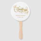 Elegant White and Faux Gold Calligraphy Wedding Handwaaier (Voorkant)