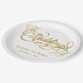 Elegant White and Faux Gold Calligraphy Wedding Papieren Bordje (Gekanteld)