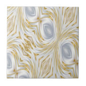 Elegant White and Gold Abstract Swirl Pattern Tegeltje (Voorkant)