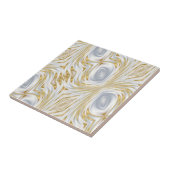 Elegant White and Gold Abstract Swirl Pattern Tegeltje (Zijkant)