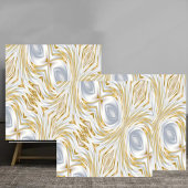 Elegant White and Gold Abstract Swirl Pattern Tegeltje
