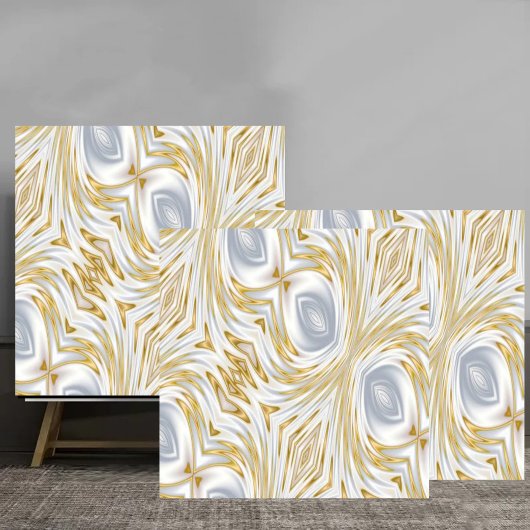 Elegant White and Gold Abstract Swirl Pattern Tegeltje