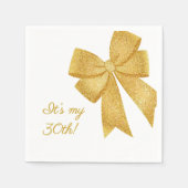 Elegant White and Gold Glitter Bow Birthday Servet (Voorkant)