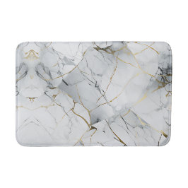 Elegant White and Gold Marbled  Badmat