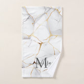 Elegant White and Gold Marbled Monogram Bad Handdoek (Handdoek)