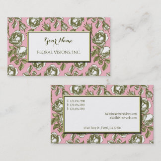 Elegant White and Gold Roses on Pink Custom Visitekaartje
