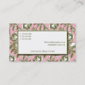 Elegant White and Gold Roses on Pink Custom Visitekaartje (Achterkant)