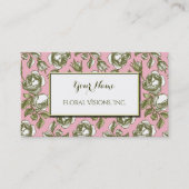 Elegant White and Gold Roses on Pink Custom Visitekaartje (Voorkant)