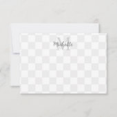 Elegant White and Gray Checkerboard Personalized Notitiekaartje (Voorkant)
