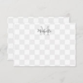Elegant White and Gray Checkerboard Personalized Notitiekaartje (Voorkant / Achterkant)