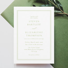 Elegant White and Green Wedding Kaart
