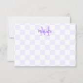 Elegant White and Purple Checkerboard Personalized Notitiekaartje (Voorkant)