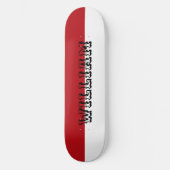 Elegant white and red personalized name persoonlijk skateboard (Voorkant)