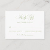 Elegant White and Sage Green Wedding RSVP Informatiekaartje (Voorkant)