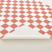 Elegant White and Terracotta Square Pattern Sherpa Deken (3/4)
