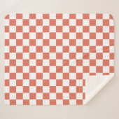 Elegant White and Terracotta Square Pattern Sherpa Deken (Voorkant (horizontaal))