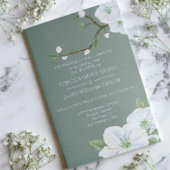 Elegant White Apple Blossom Wedding Kaart