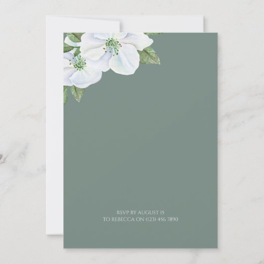 Elegant White Apple Blossom Wedding Kaart (Achterkant)