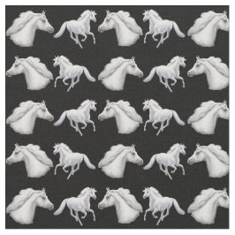 Elegant White Arabian Horse Fabric Stof