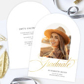 Elegant White Arch Foto Afstuderen Aankondiging