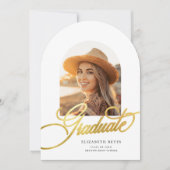 Elegant White Arch Foto Afstuderen Aankondiging (Voorkant)