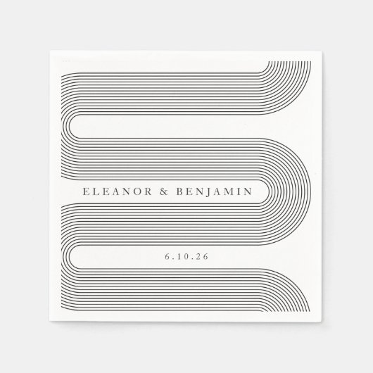 Elegant White Arch Lines Trendy Wedding Servet (Voorkant)
