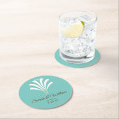 Elegant White Art Deco Palmetto | Gepersonaliseerd Ronde Kartonnen Onderzetter (Insitu)