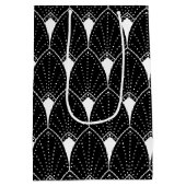 Elegant White  Art Deco-patroon op zwart Medium Cadeauzakje (Achterkant)