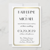 Elegant White Art Deco Wedding Invitations Kaart (Voorkant)