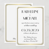 Elegant White Art Deco Wedding Invitations Kaart (Voorkant / Achterkant)