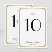 Elegant White Art Deco Wedding Table Number Kaart (Voorkant / Achterkant)
