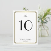 Elegant White Art Deco Wedding Table Number Kaart (Staand voorkant)