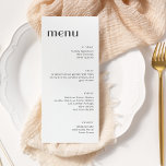 Elegant White Background Art Deco Tall Dinner Menu<br><div class="desc">Minimalistisch Elegant Art Deco Wedding Tall Dinner Menu met witte achtergrond</div>