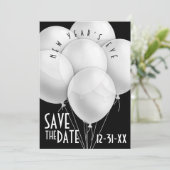 Elegant White Balloons Nieuwjaar Kaart (Staand voorkant)