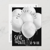 Elegant White Balloons Uitnodiging nieuwjaarsfeest (Voorkant / Achterkant)