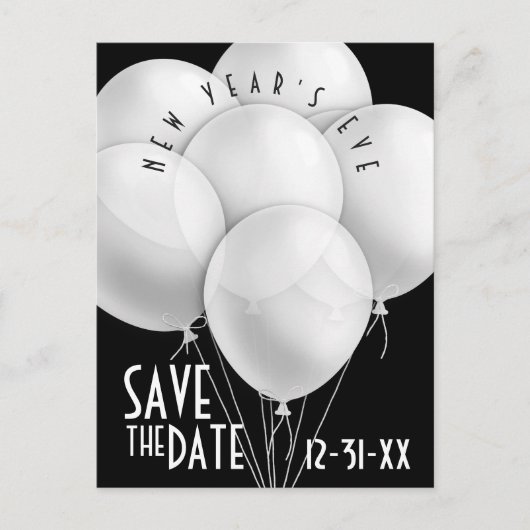 Elegant White Balloons Uitnodiging nieuwjaarsfeest (Voorkant)