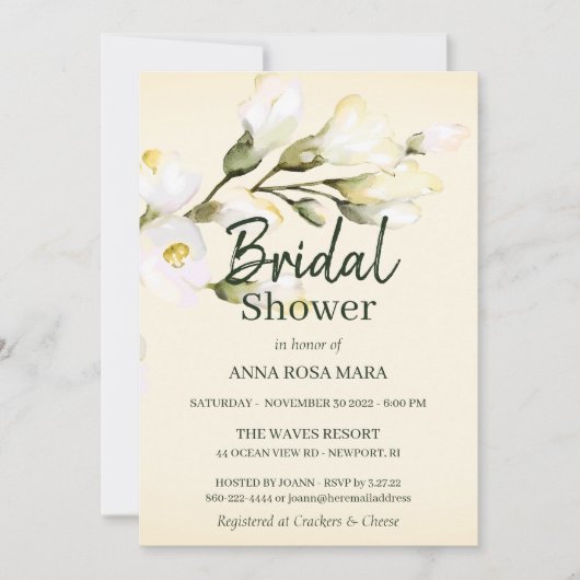 *~* Elegant White Beach Roos Floral Vrijgezellenfe Kaart (Voorkant)