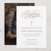 Elegant White Beige Calligraphy Baptisme Kaart (Voorkant / Achterkant)