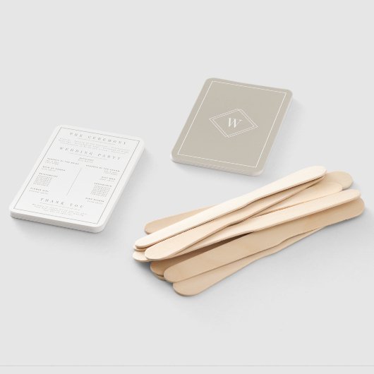 Elegant White/Beige Minimalist Wedding Programme Handwaaier (Niet-gemonteerd)