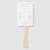 Elegant White/Beige Minimalist Wedding Programme Handwaaier (Voorkant)