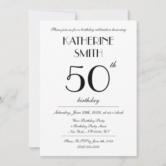 Elegant White Birthday Party Invitations Kaart (Voorkant)