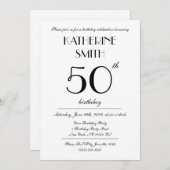 Elegant White Birthday Party Invitations Kaart (Voorkant / Achterkant)