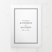 Elegant White & Black All-in-One Wedding Drieluik Uitnodiging (Cover)