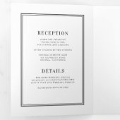 Elegant White & Black All-in-One Wedding Drieluik Uitnodiging (Binnenzijde eerst)