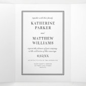 Elegant White & Black All-in-One Wedding Drieluik Uitnodiging (Binnenkant midden)