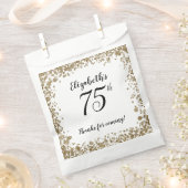 Elegant White Black and Gold 75th Birthday Bedankzakje (Geknipt)