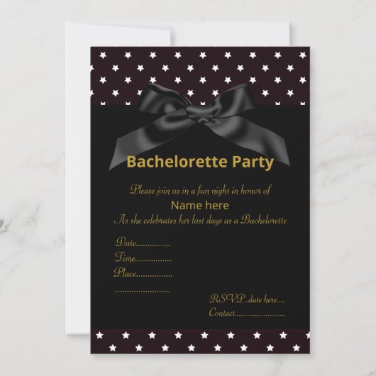 ELEGANT WHITE BLACK BOW BACHELORETTE INVITE KAART (Voorkant)