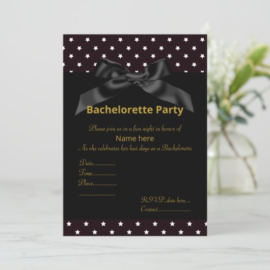 ELEGANT WHITE BLACK BOW BACHELORETTE INVITE KAART (Staand voorkant)